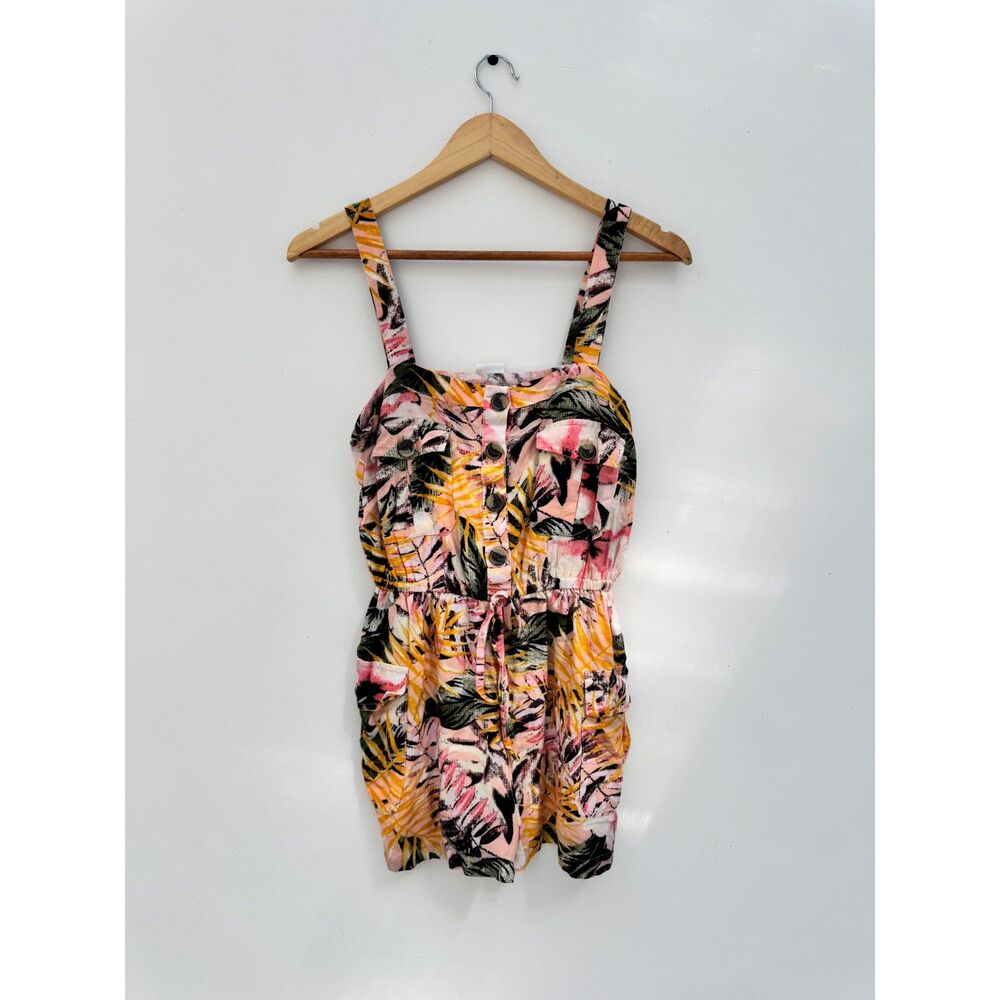Lascana Tropical Print Cargo Utility Romper Pockets Size 4